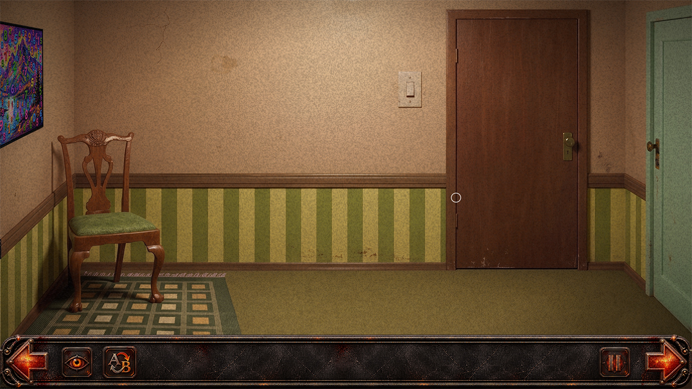The same room in the remake, with textures and shadows