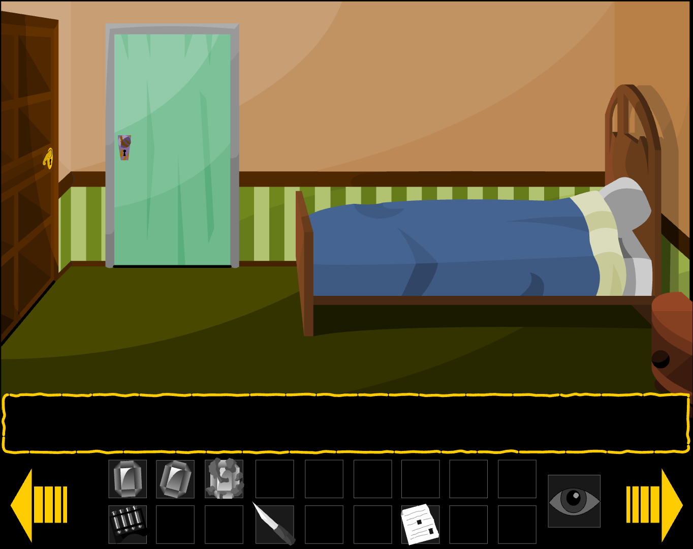 The 2006 version of the bed and the bathroom door